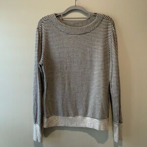 Athleta Studio Striped Boatneck long-sleeved shirt size XS Grey Modal Blend